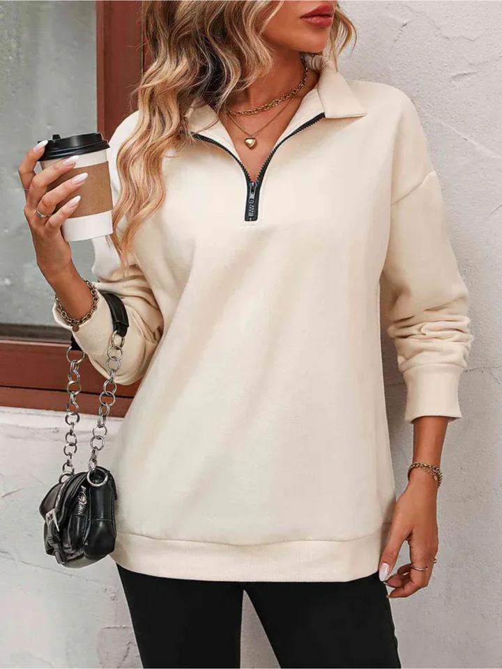 Sofie | Sweatshirt med lynlås og hængende skulder til kvinder