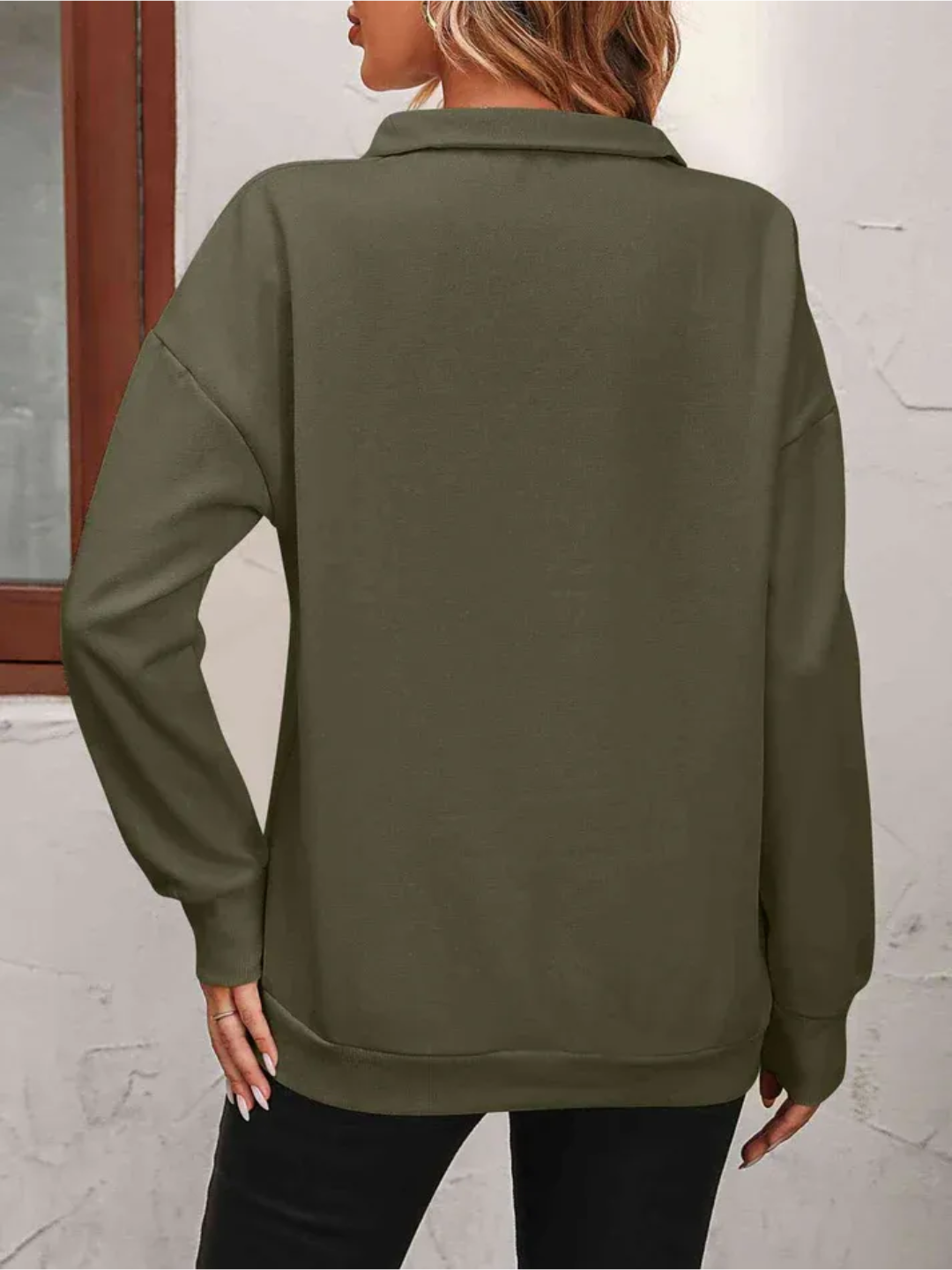 Sofie | Sweatshirt med lynlås og hængende skulder til kvinder