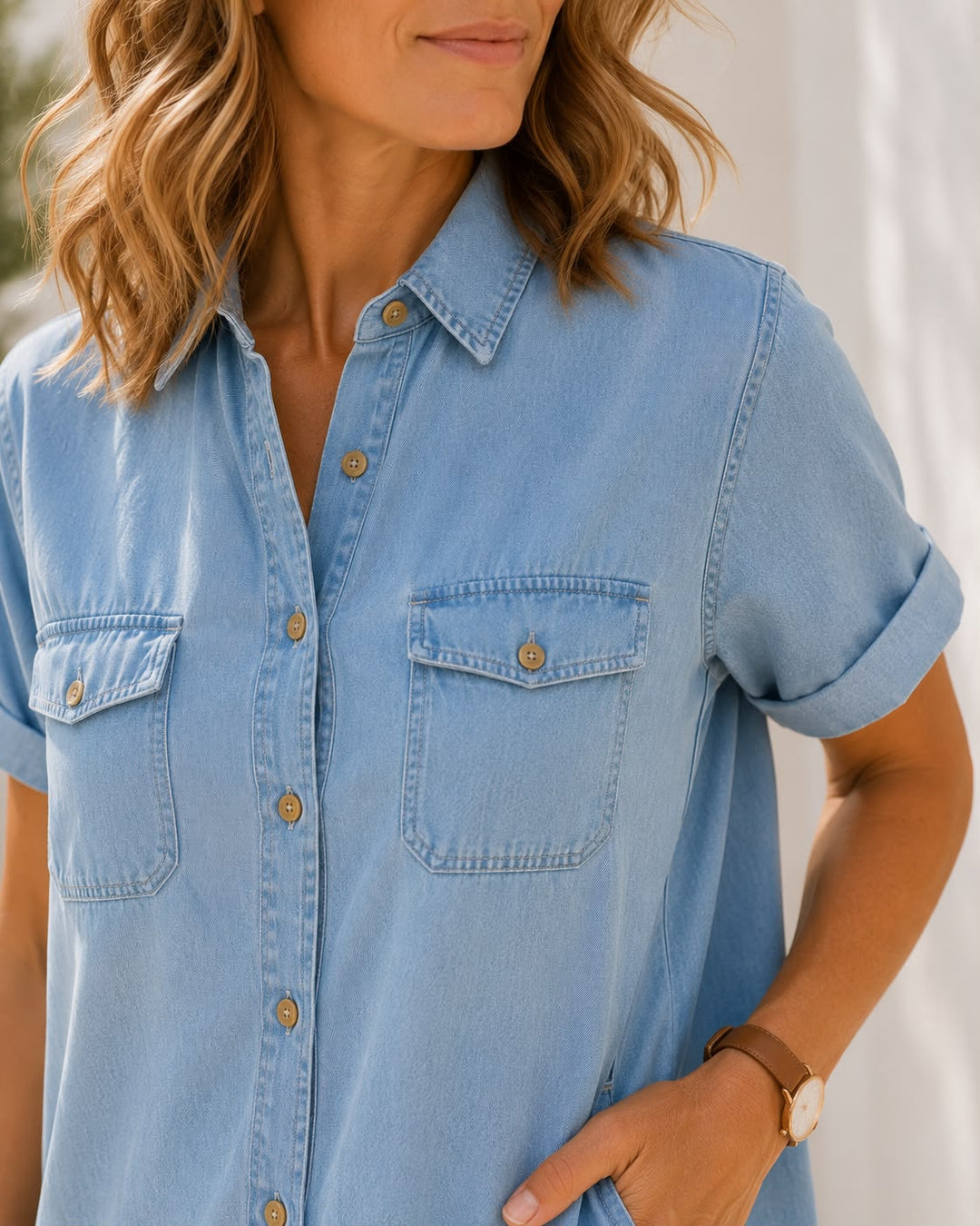 Ingrid | Denim skjortekjole med knapper