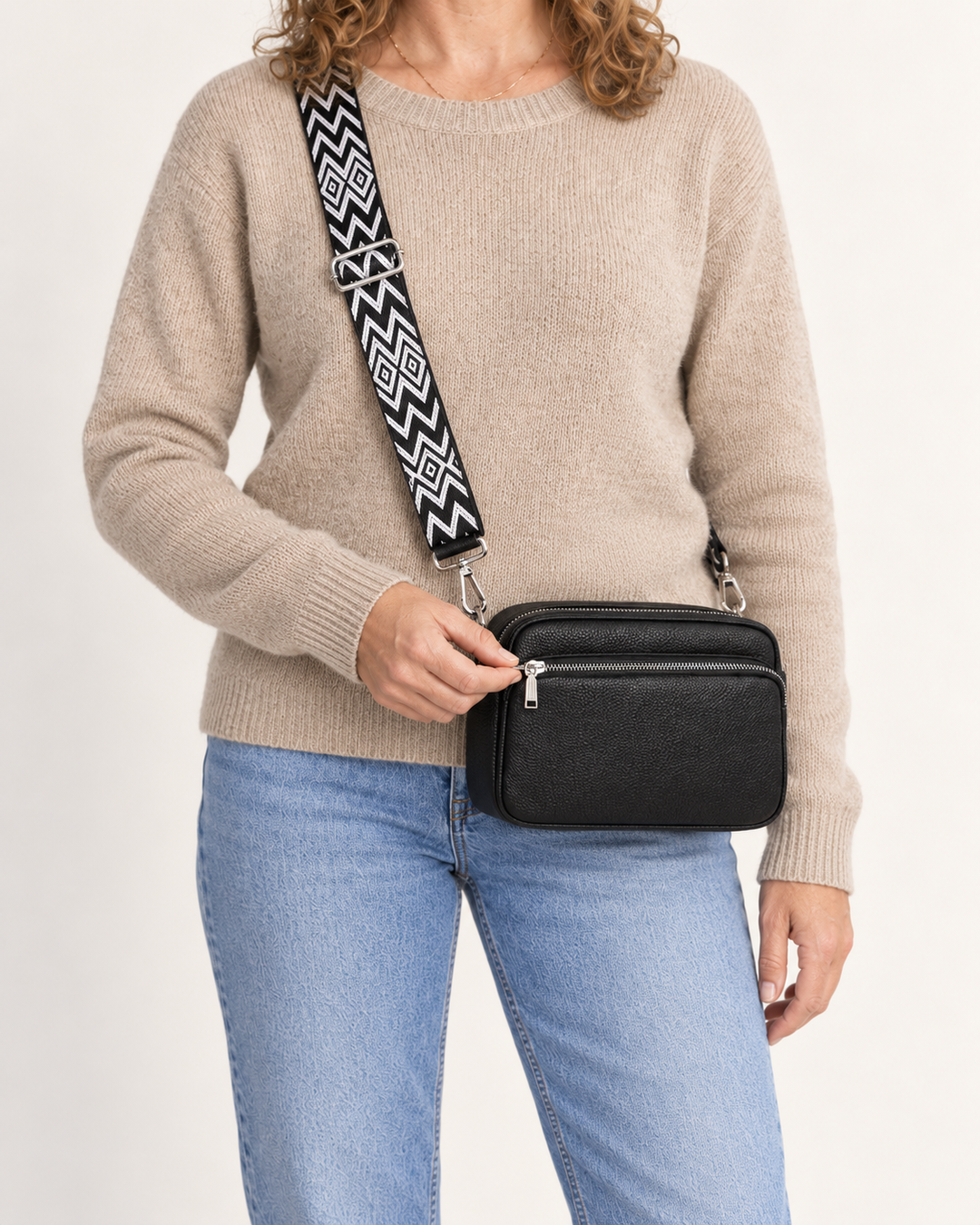 Sanne | Crossbodytaske med mønstret rem