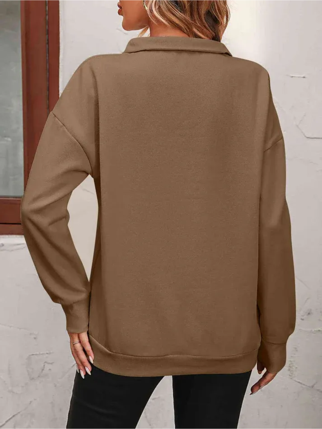 Sofie | Sweatshirt med lynlås og hængende skulder til kvinder