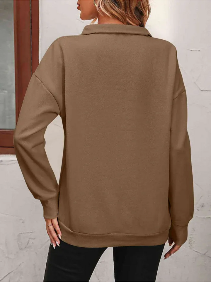 Sofie | Sweatshirt med lynlås og hængende skulder til kvinder