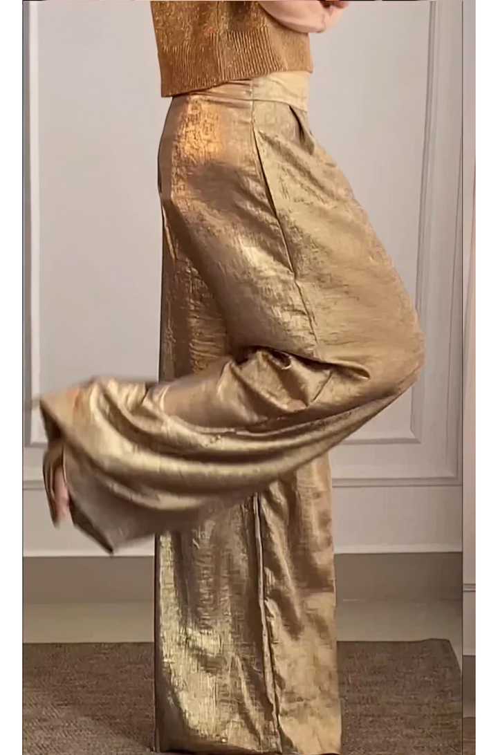 Betina™ | Chic Metalliske Wide-Leg Bukser