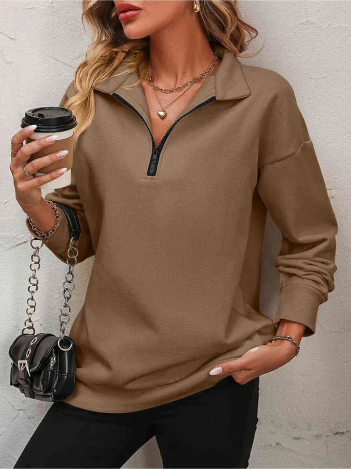 Sofie | Sweatshirt med lynlås og hængende skulder til kvinder