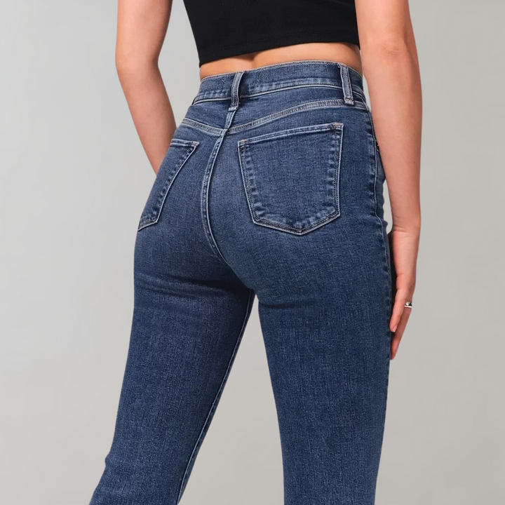 Sanne™ | Højtaljede Mørke Flare Jeans