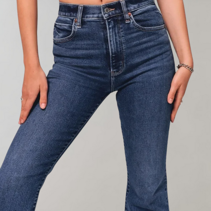 Sanne™ | Højtaljede Mørke Flare Jeans