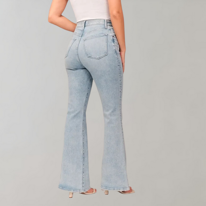 Sanne™ | Højtaljede Mørke Flare Jeans