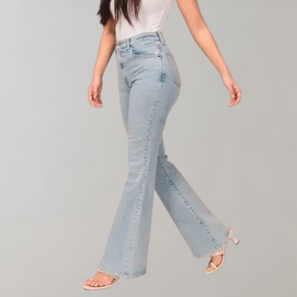 Sanne™ | Højtaljede Mørke Flare Jeans