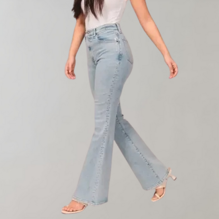Sanne™ | Højtaljede Mørke Flare Jeans