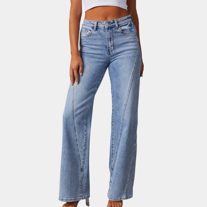 Astrid™ | Stilfulde Højtaljede Jeans med Brede Ben