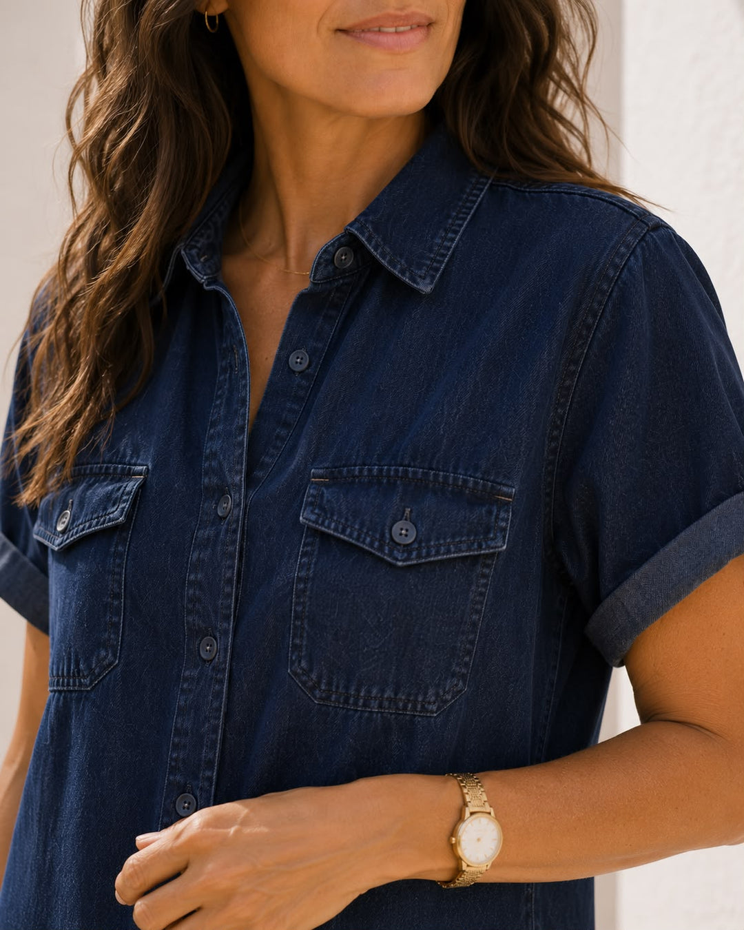 Ingrid | Denim skjortekjole med knapper
