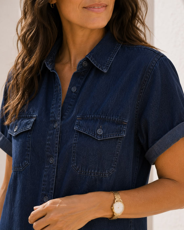 Ingrid | Denim skjortekjole med knapper