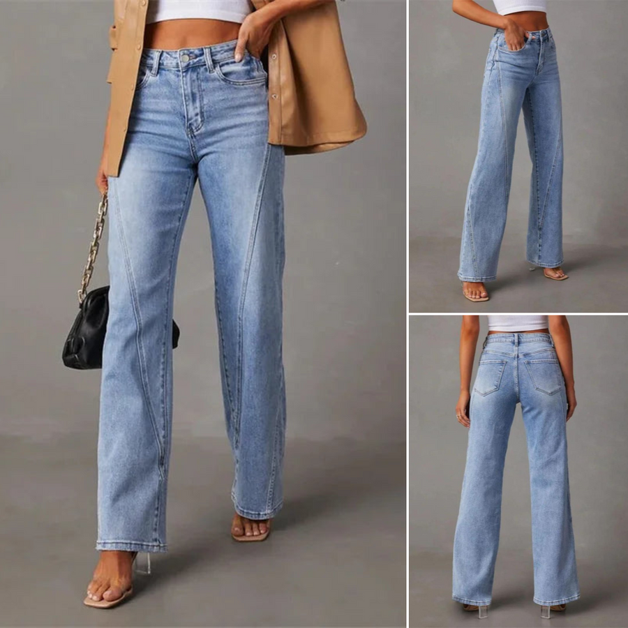 Quintina™ | Stilfulde Højtaljede Wide-Leg Jeans
