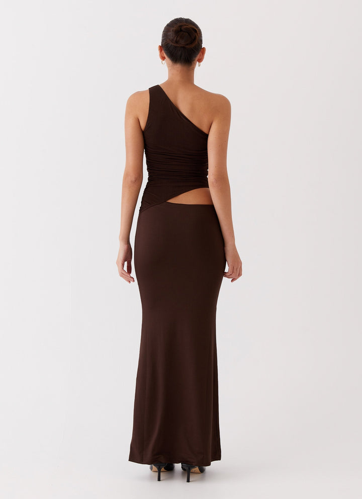 Lang Kjole med One Shoulder Design og Cut Out Detalje