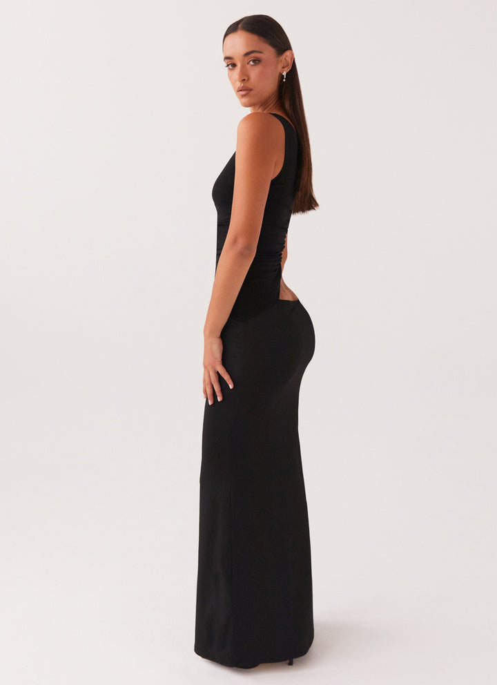 Lang Kjole med One Shoulder Design og Cut Out Detalje