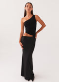 Lang Kjole med One Shoulder Design og Cut Out Detalje