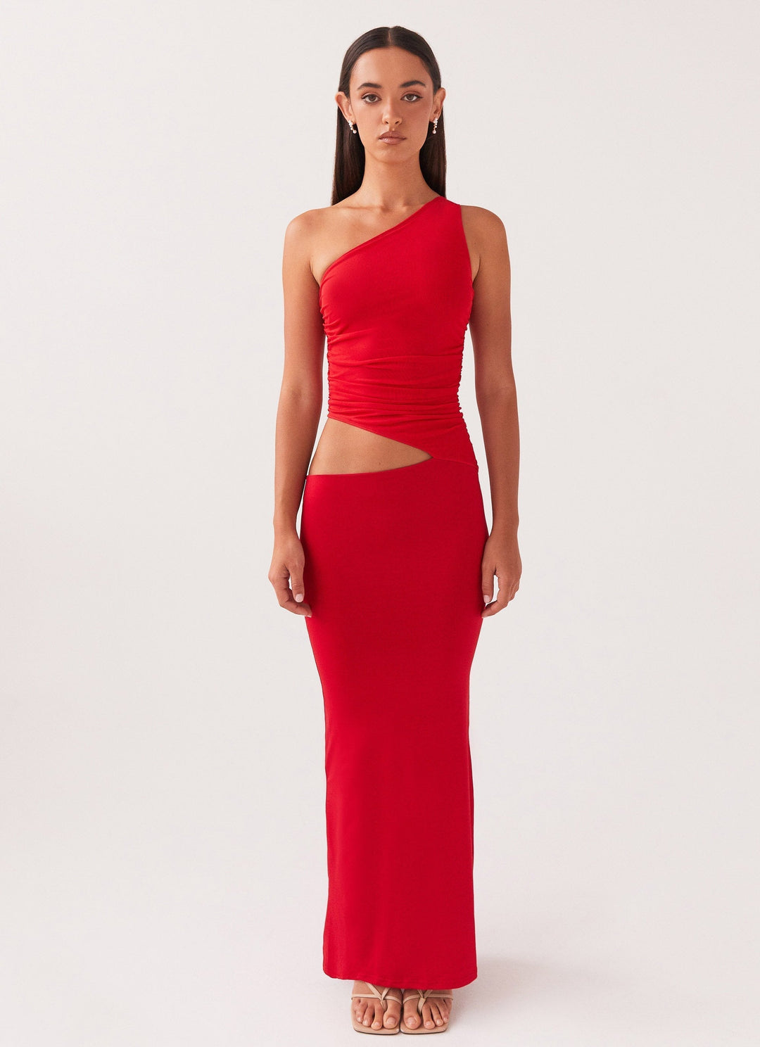Lang Kjole med One Shoulder Design og Cut Out Detalje