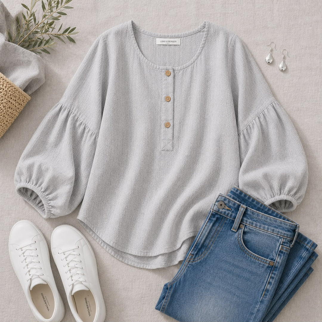 Sofie | Linnenlook blouse med firkantet hals