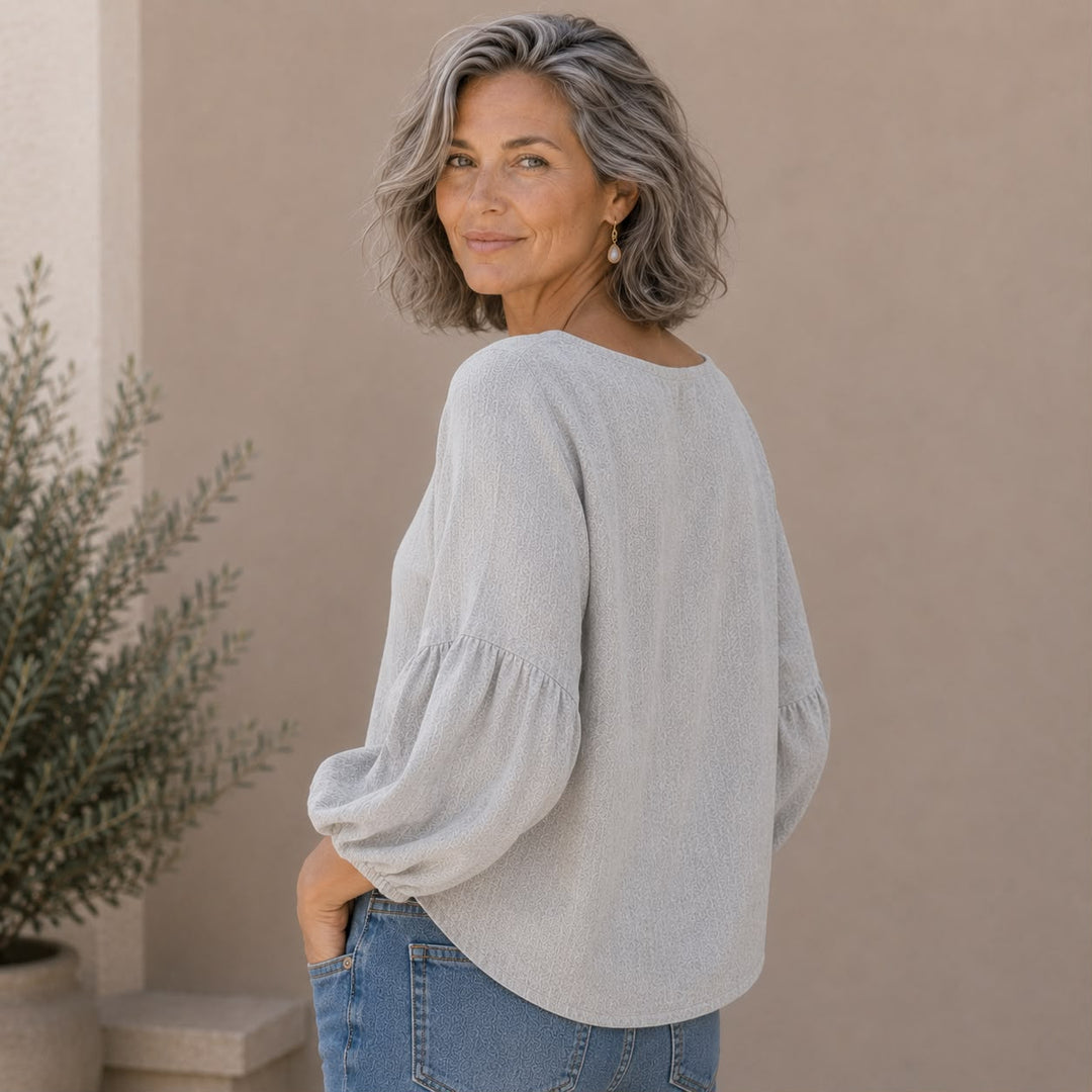 Sofie | Linnenlook blouse med firkantet hals