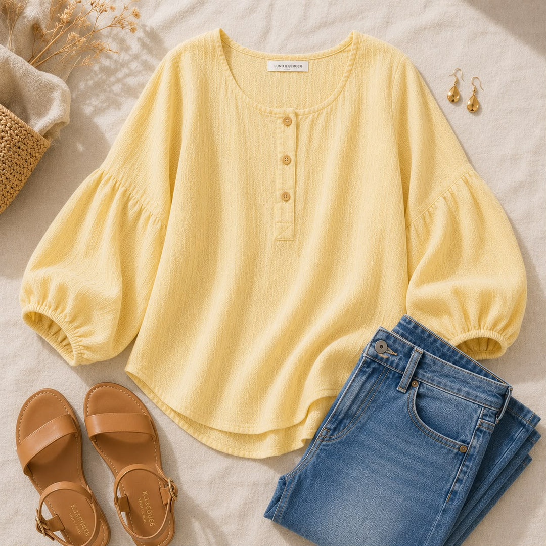 Sofie | Linnenlook blouse med firkantet hals