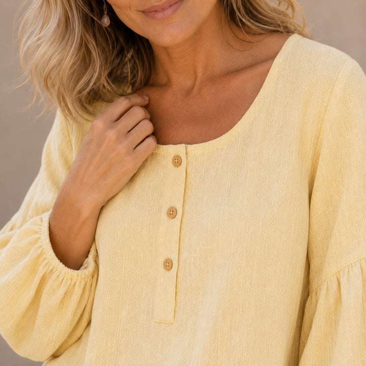 Sofie | Linnenlook blouse med firkantet hals
