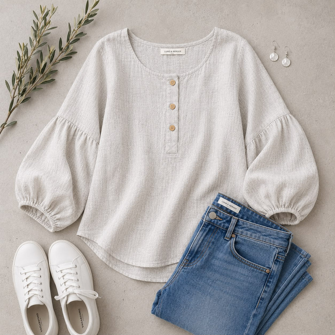 Sofie | Linnenlook blouse med firkantet hals