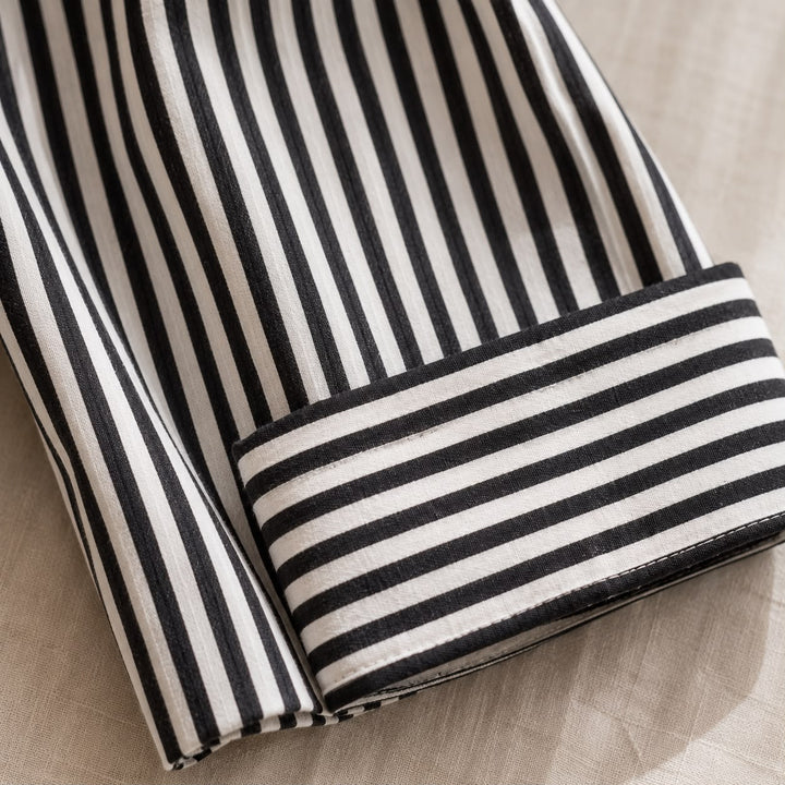 Maren | Stribet cropped buks med ombukket kant