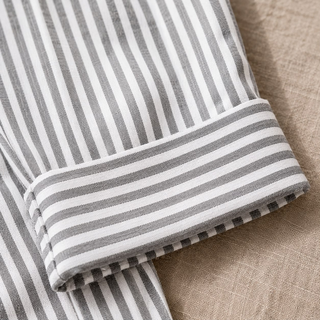 Maren | Stribet cropped buks med ombukket kant