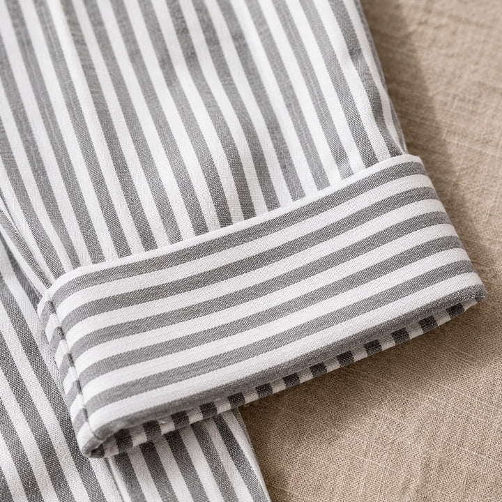 Maren | Stribet cropped buks med ombukket kant
