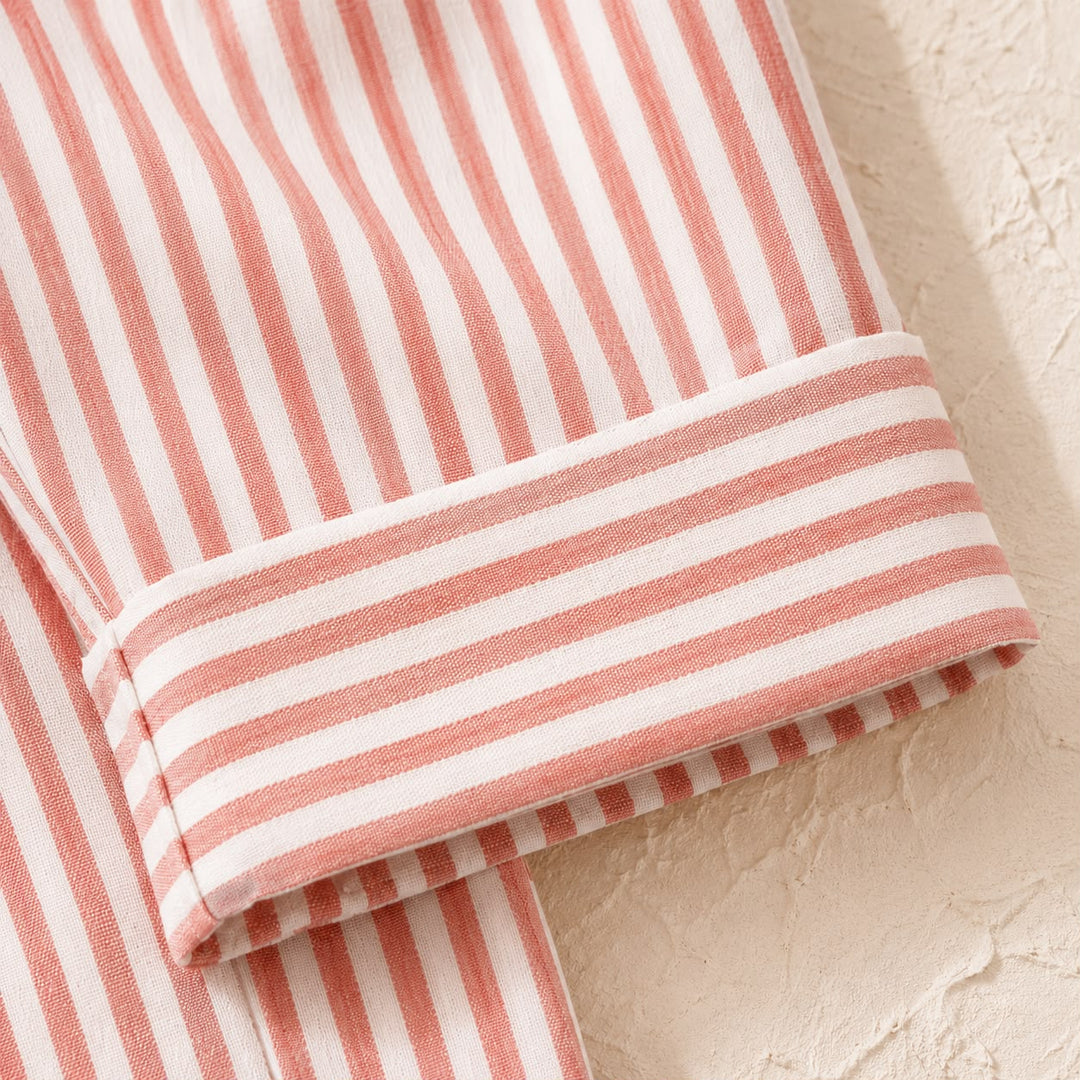 Maren | Stribet cropped buks med ombukket kant