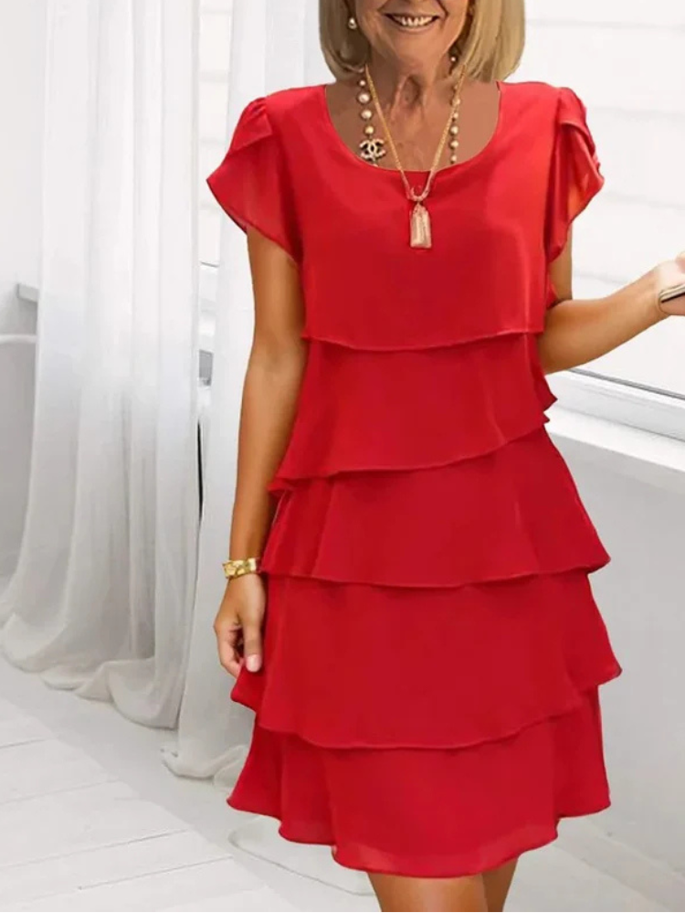 Sia™ | Stilfuld Lagdelt Sort Kjole