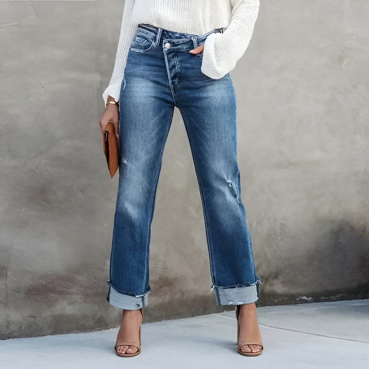 Hanna™ | Højtaljede cropped jeans med brede ben