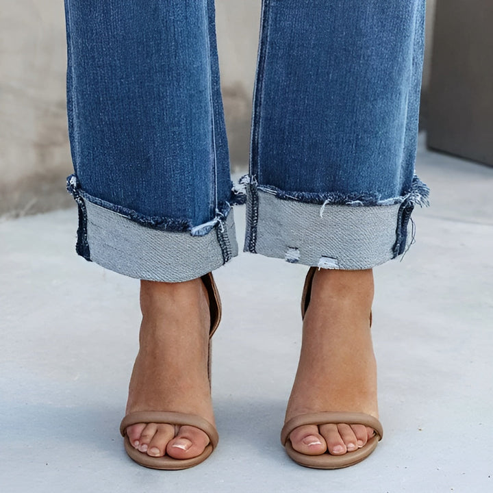 Hanna™ | Højtaljede cropped jeans med brede ben