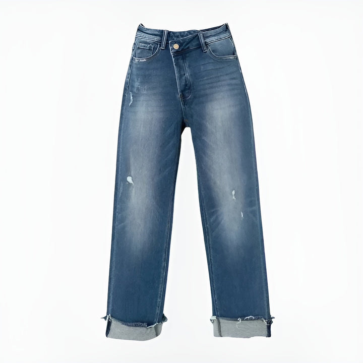 Hanna™ | Højtaljede cropped jeans med brede ben
